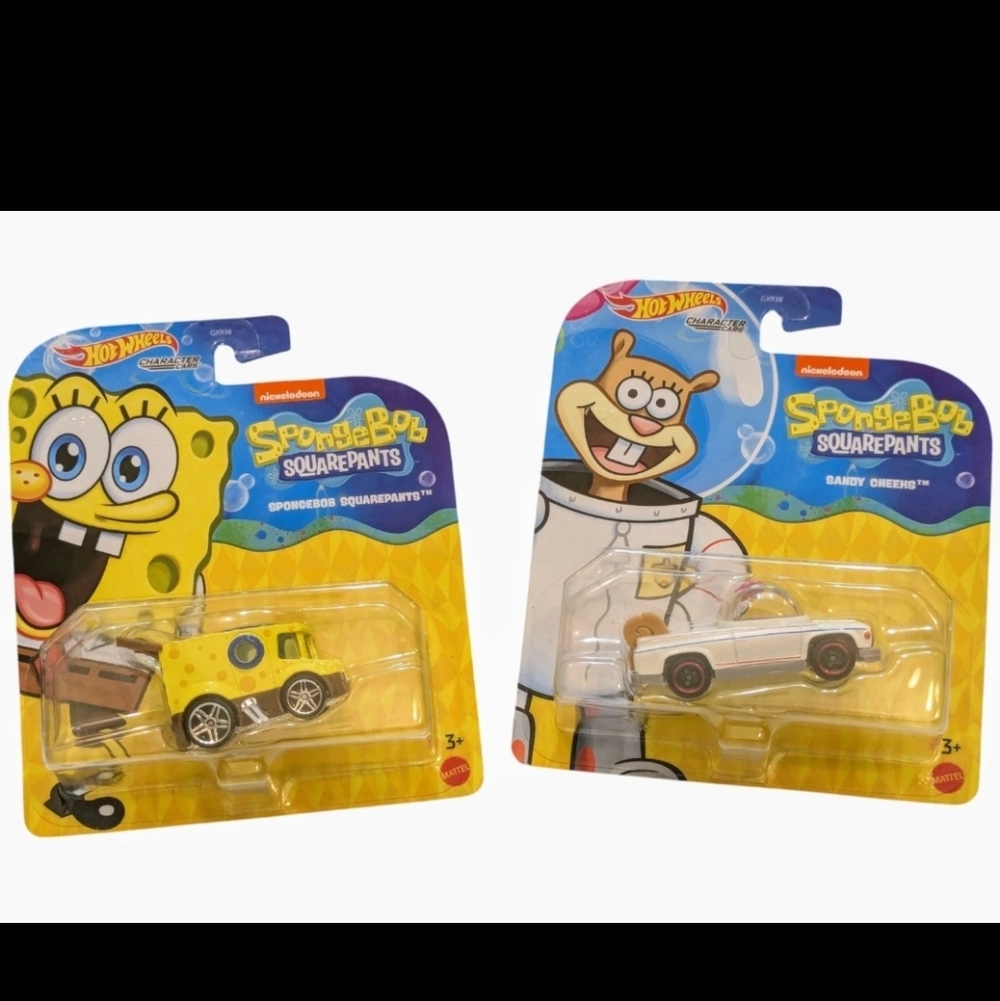 Hot Wheels Nickelodeon Character Cars Lot of 2 SpongeBob & Sandy Cheeks